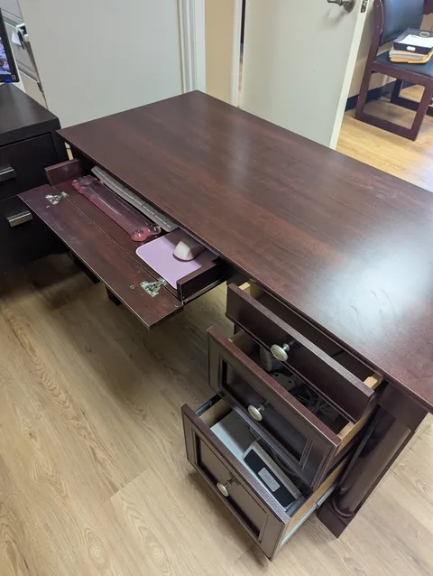 New desk assembled and placed