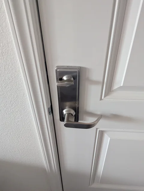 New deadbolt installed on a front entry door